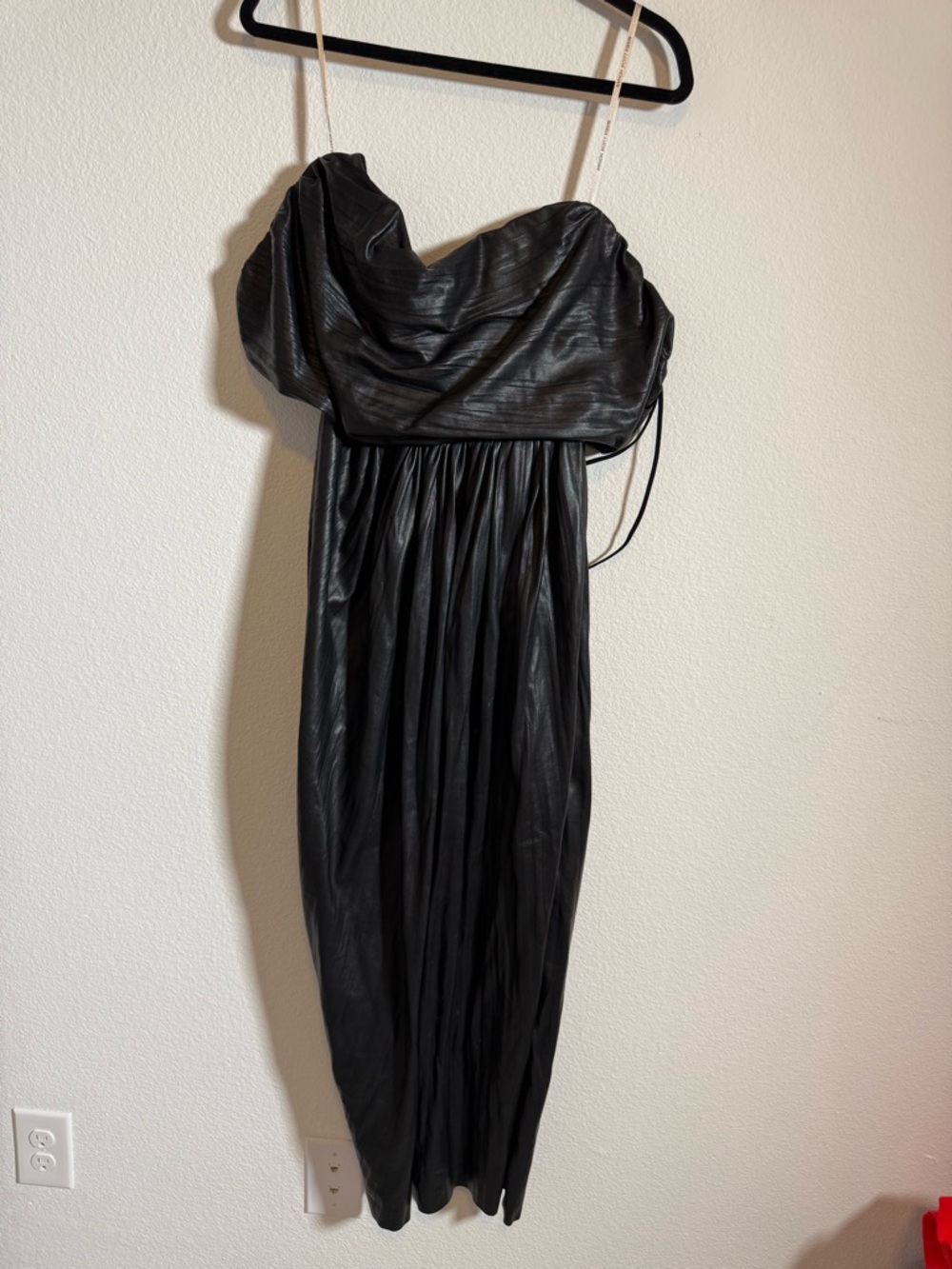 Maria Lucia Hohan Abigail Midi Faux Leather Strapless Luxury Evening Cocktail - Picture 2 of 13